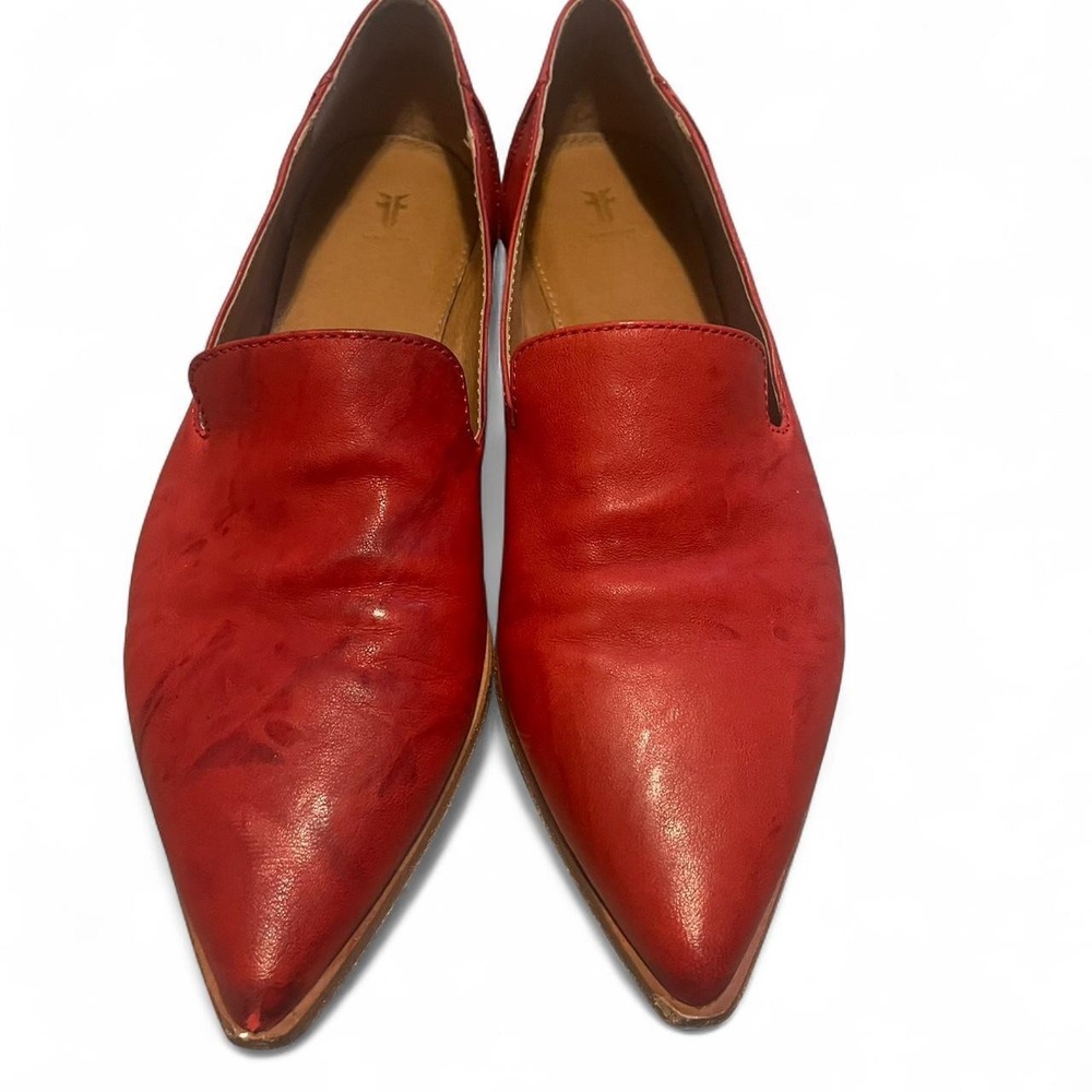 Frye Red leather pointed toe slip-on loafers Casual Grunge Rockstar